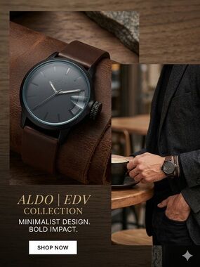 ✨ DISCONTINUED ALDO EDV Men's Watch — Black & Brown Minimalist Layout ✨